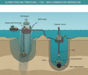 Subsea pipeline trenching – CSD + BHD combination workflow - Rock and Reef
